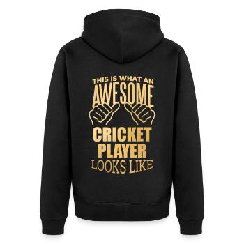 Cricket Cricket Cricket - Unisex Premium Organic Zip Hoodie - black - Back - Nico (187cm)