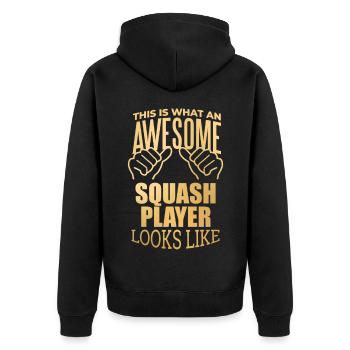 Squash Squash Squash - Unisex Premium Organic Zip Hoodie - black - Back - Nico (187cm)