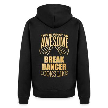 Breakdancer - Unisex Premium Bio Zip Hoodie - Schwarz - Hinten - Nico (187cm)