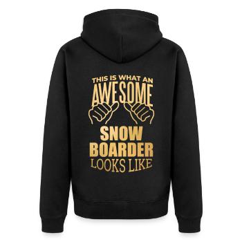 Snowboard - Unisex Premium Bio Zip Hoodie - Schwarz - Hinten - Nico (187cm)