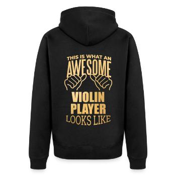 Violin - Unisex Premium Organic Zip Hoodie - black - Back - Nico (187cm)