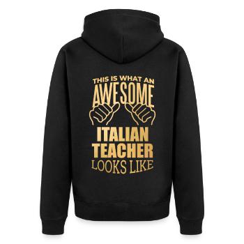 Italian - Unisex Premium Organic Zip Hoodie - black - Back - Nico (187cm)
