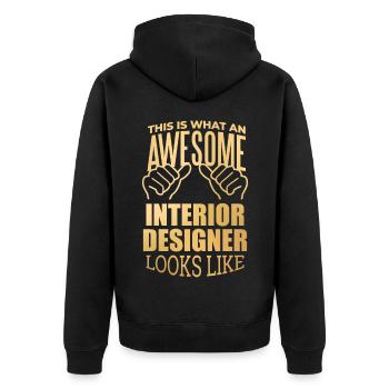 Interior Designer - Unisex Premium Organic Zip Hoodie - black - Back - Nico (187cm)