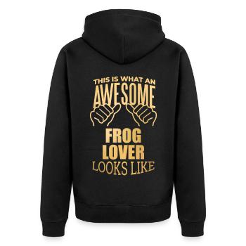 Frog - Unisex Premium Organic Zip Hoodie - black - Back - Nico (187cm)