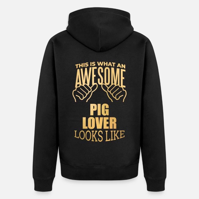 Schwein - Unisex Premium Bio Zip Hoodie - Schwarz