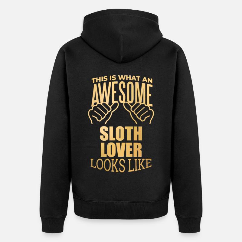 Faultier - Unisex Premium Bio Zip Hoodie - Schwarz