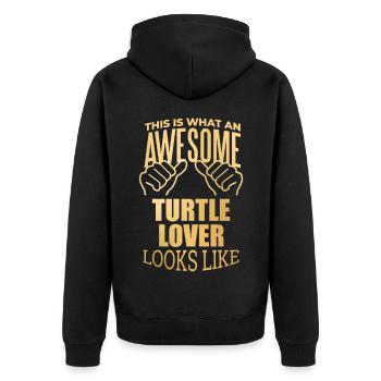 Schildkröte - Unisex Premium Bio Zip Hoodie - Schwarz - Hinten - Nico (187cm)