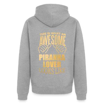 Piranha - Veste à capuche bio Premium Unisexe - gris chiné - Dos - Nico (187cm)