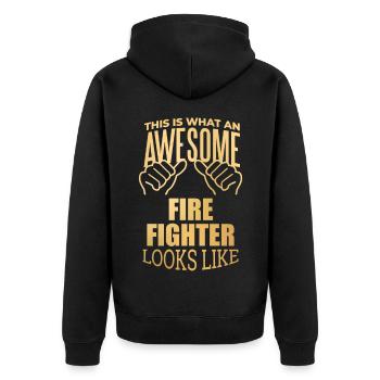 Firefighter Firefighter Firefighter - Unisex Premium Organic Zip Hoodie - black - Back - Nico (187cm)