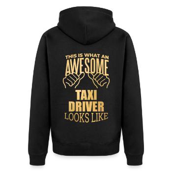 Taxifahrer - Unisex Premium Bio Zip Hoodie - Schwarz - Hinten - Nico (187cm)