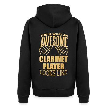 Klarinette - Unisex Premium Bio Zip Hoodie - Schwarz - Hinten - Nico (187cm)