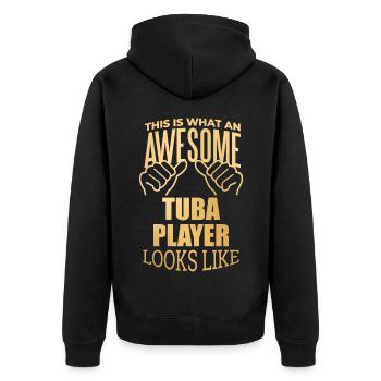 Tuba Tuba Tuba - Unisex Premium Bio Zip Hoodie - Schwarz - Hinten - Nico (187cm)