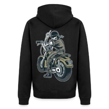 Motorcycle Biker Fuck you Provocation Skeleton - Unisex Premium Organic Zip Hoodie - black - Back - Nico (187cm)