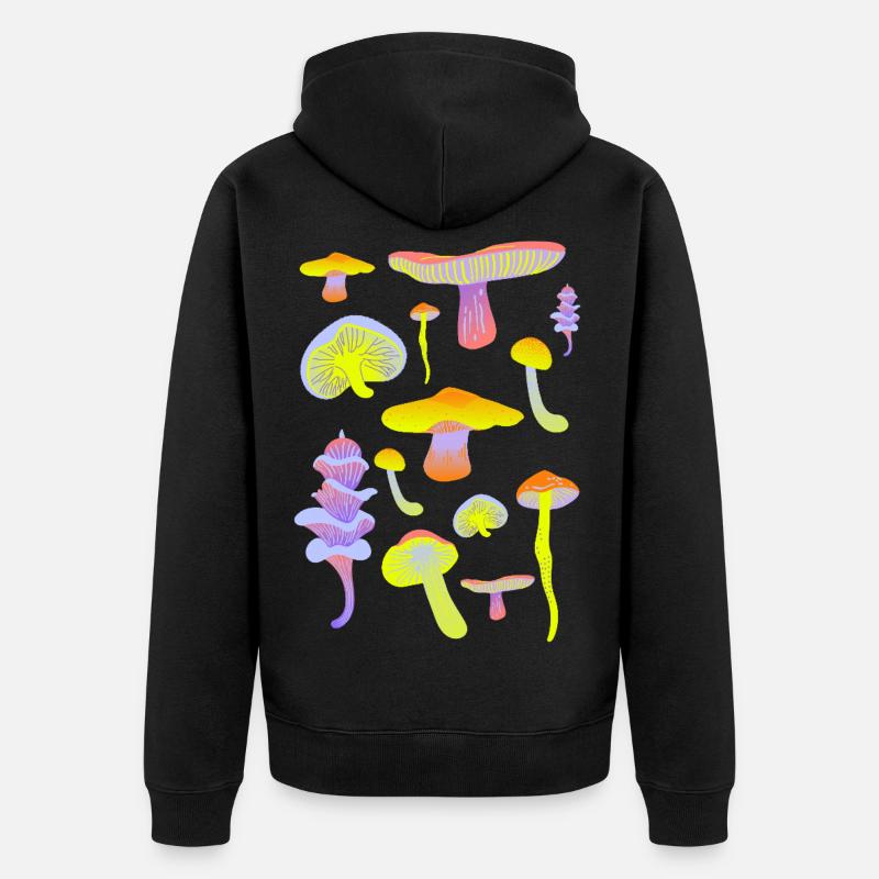 Palette néon de champignons tropicaux - Veste à capuche bio Premium Unisexe - noir