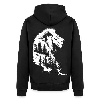 Lion Nature Forest Mountains Lion Head - Unisex Premium Organic Zip Hoodie - black - Back - Nico (187cm)