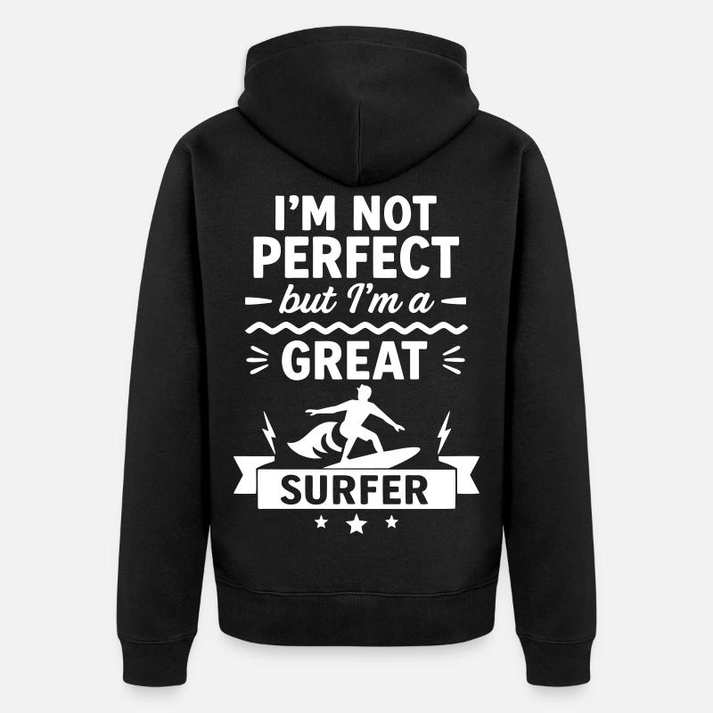 Super surfeur Océan Vague Surf - Veste à capuche bio Premium Unisexe - noir