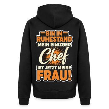 Mein Einziger Chef Meine Frau Rentner Rente Lustig - Unisex Premium Organic Zip Hoodie - black - Back - Nico (187cm)
