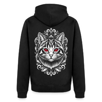 Chat gothique aux yeux violets - Chaton mignon - Veste à capuche bio Premium Unisexe - noir - Dos - Nico (187cm)