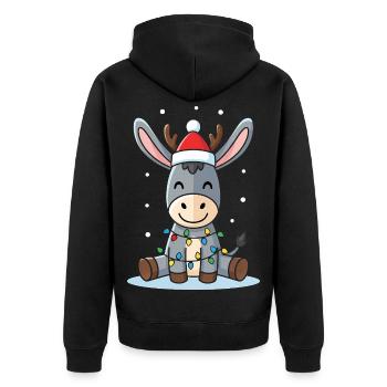 Süßes Esel Elfe Weihnachten Geschenk Niedlich Wint - Unisex Premium Bio Zip Hoodie - Schwarz - Hinten - Nico (187cm)