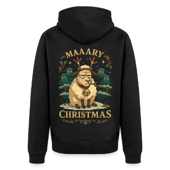 Maaary Christmas Sheep - Unisex Premium Organic Zip Hoodie - black - Back - Nico (187cm)
