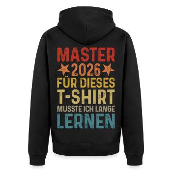 Master 2026 Abschluss T-Shirt - Unisex Premium Bio Zip Hoodie - Schwarz - Hinten - Nico (187cm)