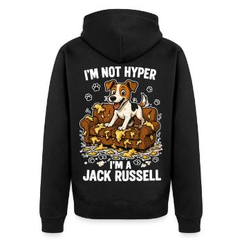 Jack Russell Terrier : Drôle d’Hyperactivité Drôle - Veste à capuche bio Premium Unisexe - noir - Dos - Nico (187cm)