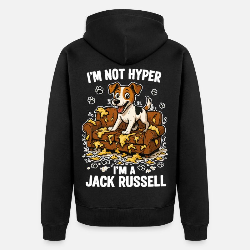 Jack Russell Terrier : Drôle d’Hyperactivité Drôle - Veste à capuche bio Premium Unisexe - noir