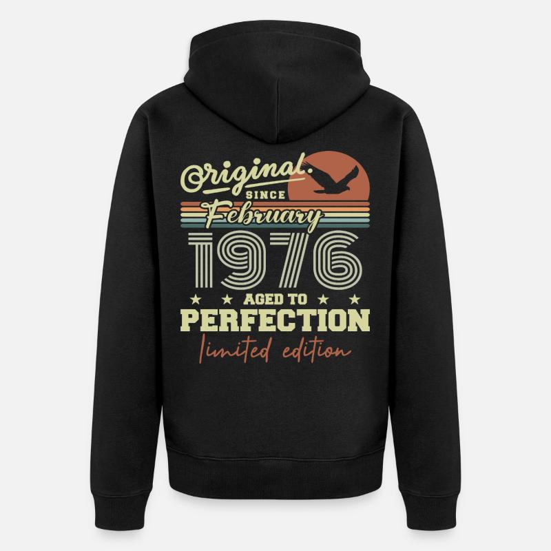 Anniversaire février 1976 - Veste à capuche bio Premium Unisexe - noir