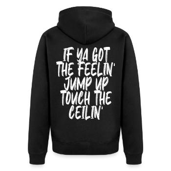 Jump Around - Unisex Premium Bio Zip Hoodie - Schwarz - Hinten - Nico (187cm)
