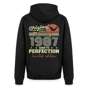 Birthday February 1987 - Unisex Premium Organic Zip Hoodie - black - Back - Nico (187cm)