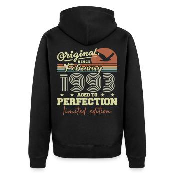 Geburtstag Februar 1993 - Unisex Premium Bio Zip Hoodie - Schwarz - Hinten - Nico (187cm)