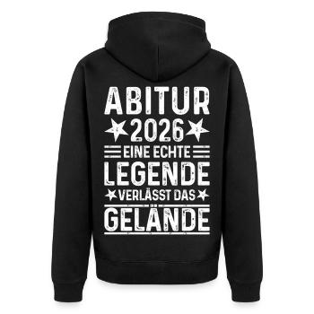 Abitur 2026 Real legend leaves the grounds Abi - Unisex Premium Organic Zip Hoodie - black - Back - Nico (187cm)