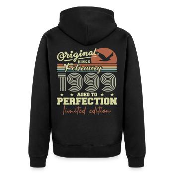 Anniversaire février 1999 - Veste à capuche bio Premium Unisexe - noir - Dos - Nico (187cm)