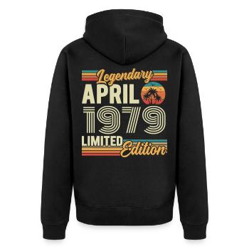 April 1979 47th Anniversary Gift - April 1979 - Unisex Premium Organic Zip Hoodie - black - Back - Nico (187cm)