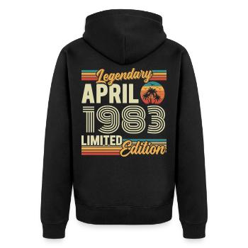 Avril 1983 Cadeau 43e Anniversaire - April 1983 - Veste à capuche bio Premium Unisexe - noir - Dos - Nico (187cm)