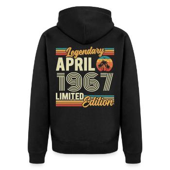 April 1967 59th Anniversary Gift - April 1967 - Unisex Premium Organic Zip Hoodie - black - Back - Nico (187cm)