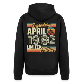 April 1982 44th Anniversary Gift - April 1982 - Unisex Premium Organic Zip Hoodie - black - Back - Nico (187cm)