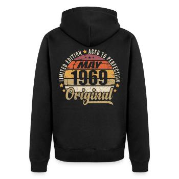 Design Vintage Mai 1969 Édition Limitée Mai 1969 - Veste à capuche bio Premium Unisexe - noir - Dos - Nico (187cm)