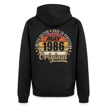 Vintage Design May 1986 Limited Edition May 1986 - Unisex Premium Organic Zip Hoodie - black - Back - Nico (187cm)