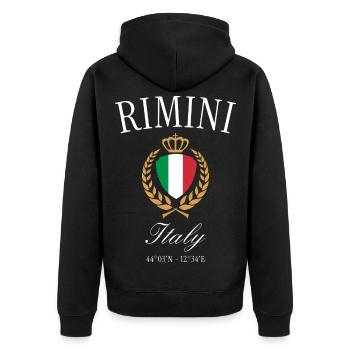 Rimini Italy Coat of Arms Crown – Travel Souvenir - Unisex Premium Organic Zip Hoodie - black - Back - Nico (187cm)