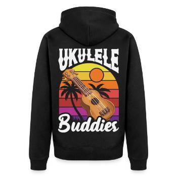 Retro Ukulele Buddies Vintage Hawaii Musiker - Unisex Premium Bio Zip Hoodie - Schwarz - Hinten - Nico (187cm)