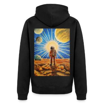 Astronaut auf Mars - Unisex Premium Bio Zip Hoodie - Schwarz - Hinten - Nico (187cm)