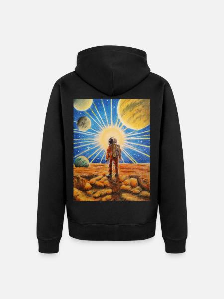 Astronaut on Mars - Unisex Premium Organic Zip Hoodie - black