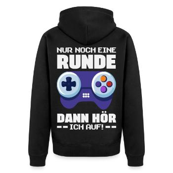 Nur Noch Eine Runde Dann Hör Ich Auf Zocker - Unisex Premium Bio Zip Hoodie - Schwarz - Hinten - Nico (187cm)