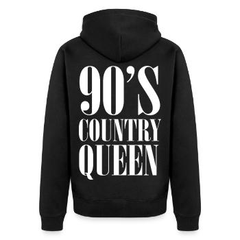 90er Country Queen – Retro Western - Unisex Premium Bio Zip Hoodie - Schwarz - Hinten - Nico (187cm)