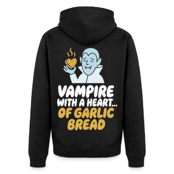Vampire With A Heart Of Garlic - Unisex Premium Bio Zip Hoodie - Schwarz - Hinten - Nico (187cm)