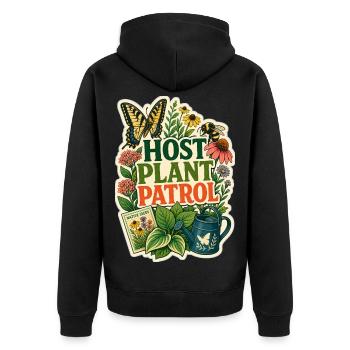 HOST PLANT PATROL Pflanzen - Unisex Premium Bio Zip Hoodie - Schwarz - Hinten - Nico (187cm)