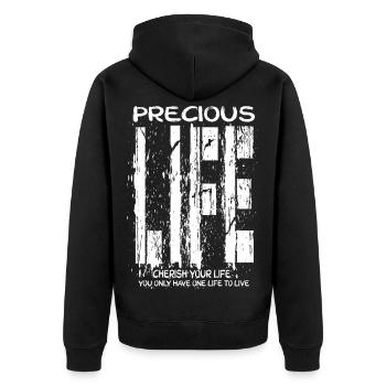 Vie précieuse - Veste à capuche bio Premium Unisexe - noir - Dos - Nico (187cm)