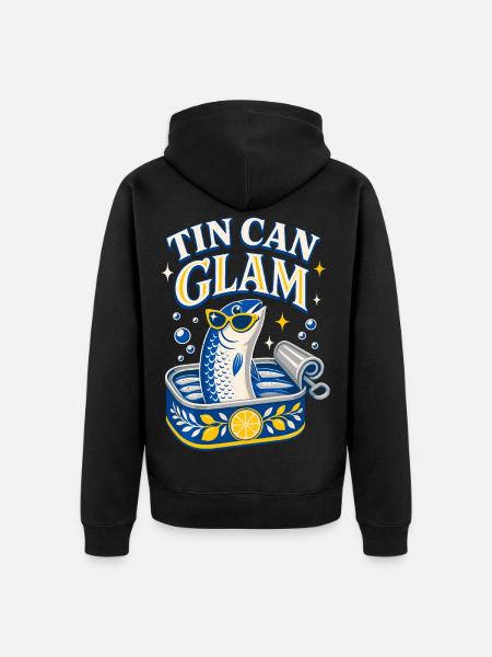 Tin Can Glam Sardines with Sunglasses - Unisex Premium Organic Zip Hoodie - black