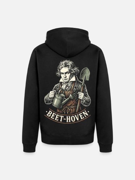 Beet-hoven Gärtner Beethoven Wortspiel - Unisex Premium Bio Zip Hoodie - Schwarz
